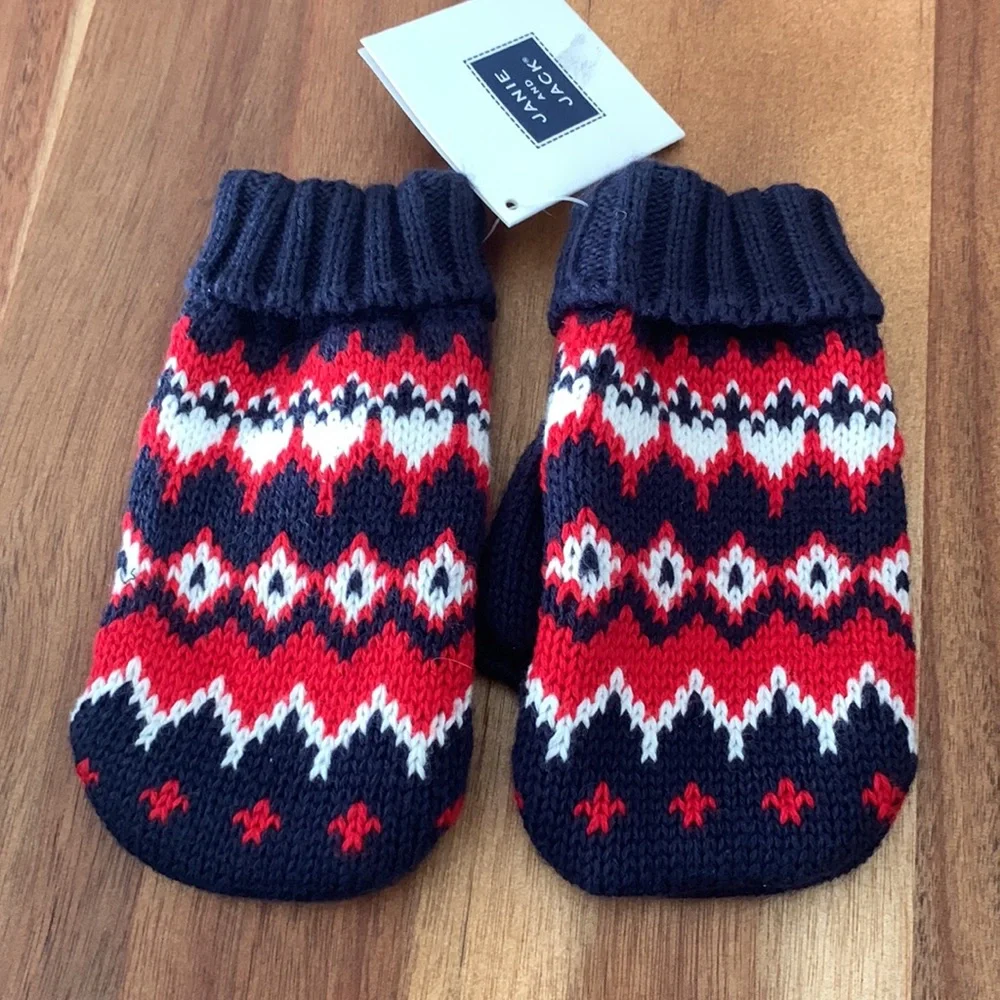 Janie and Jack Multi-Color Mittens Unisex